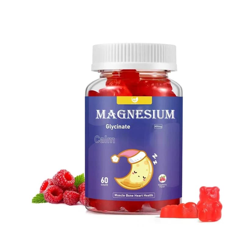 Gomme masticabili di glicinato di magnesio, integratore di glicinato di magnesio senza zucchero da 400 mg, contenente vitamina D e B6