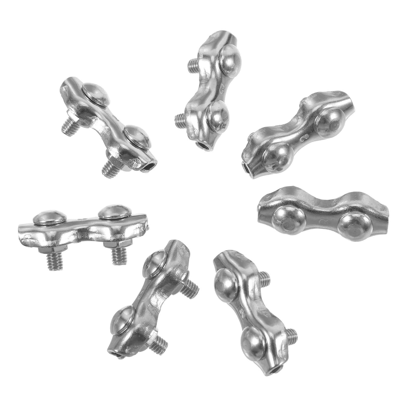 12Pcs Stainless Steel Double Rope Clamps Heavy Duty Double Head Design for Steel Wire Rope Securing Outdoor Marine Industrial