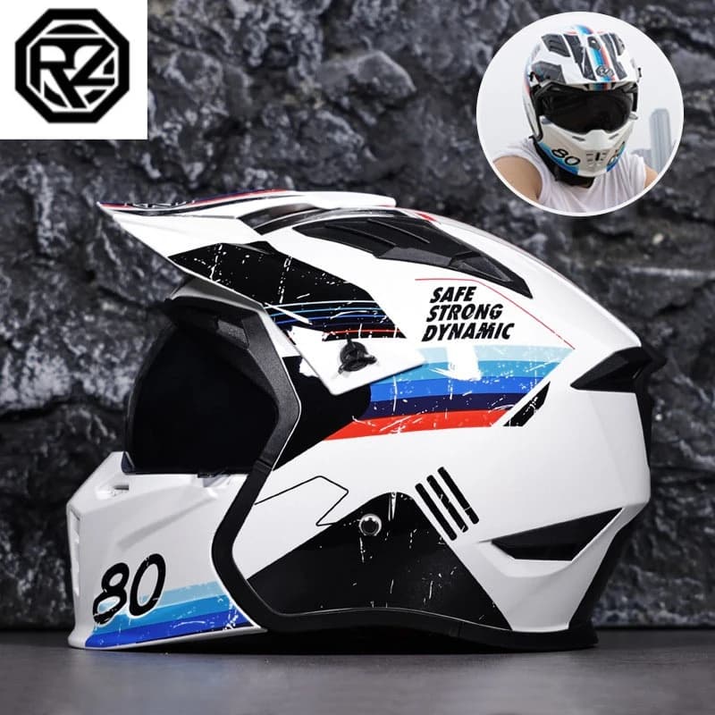 ORZ Caschi Moto Integrali Quattro Stagioni, Caschi Combinati Staccabili per Tutte le Stagioni, Caschi per Ciclomotori e Motocross, Casco Moto