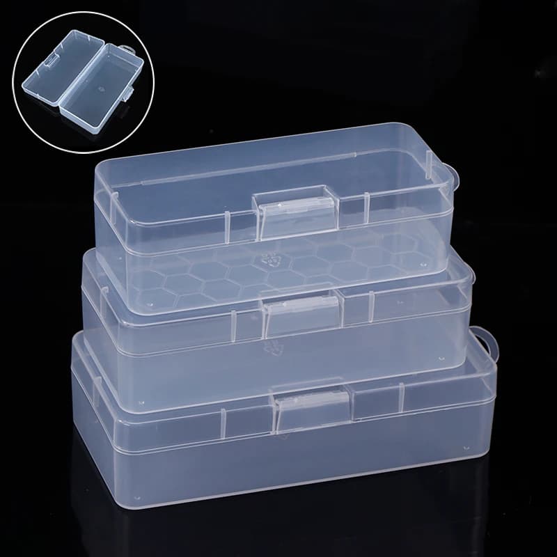 ● Scatola portaoggetti per nail art, organizer per accessori per unghie, contenitore in plastica trasparente a forma di cuboide, custodia per pennelli, lima e strumenti per manicure