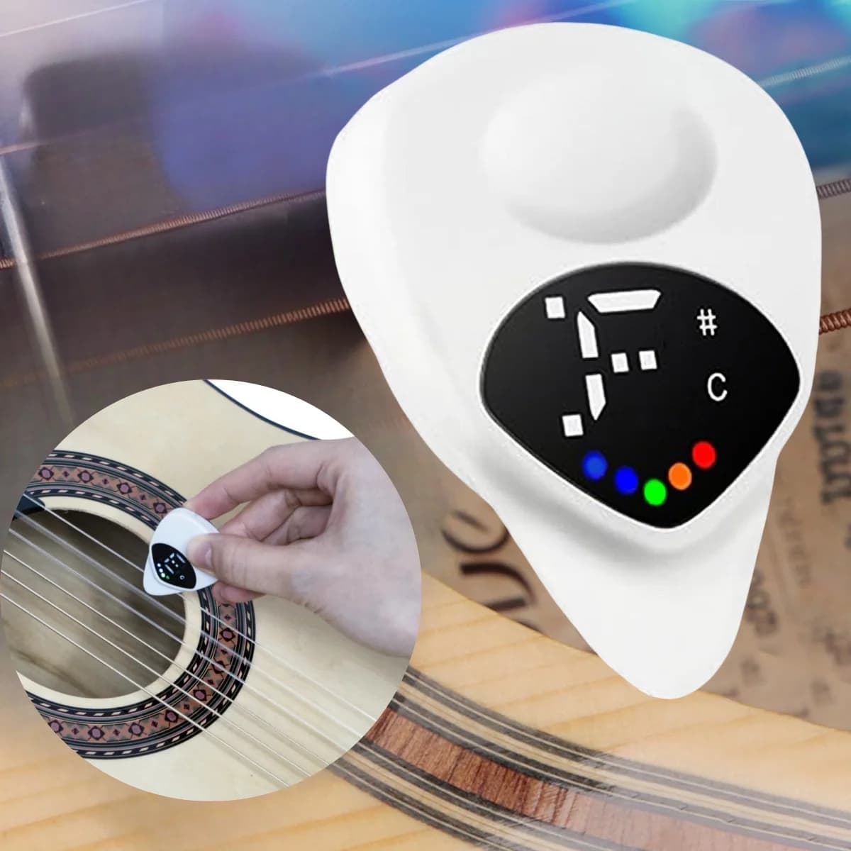 Accordatore per plettro per chitarra Miwayer 2 in 1/accordatore per plettro per chitarra digitale con display a LED/per elettrico e basso, ukulele/12 temperamento uguale