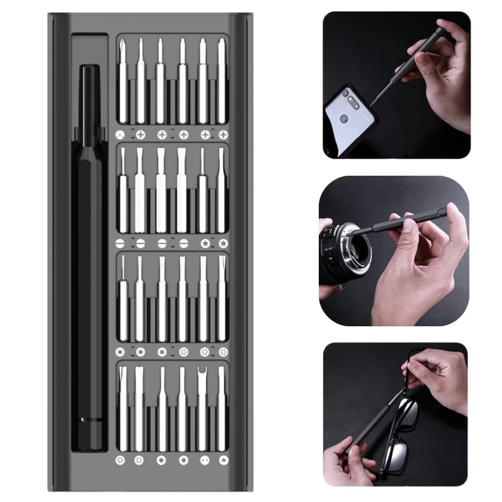 Set of mini pocket screwdrivers 25 in 1 Kit of small repair tools 24 pcs for mobile phones portable PC Cameras Eyewear