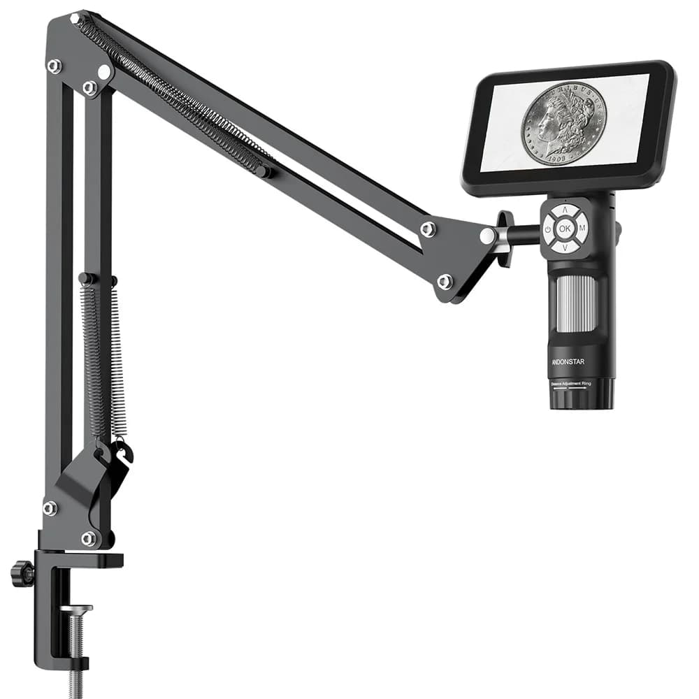 Andonstar AD115 Flex Digital Microscope 5 inch IPS Screen Soldering Microscope with Flexible Arm for Electronics PCB Soldering