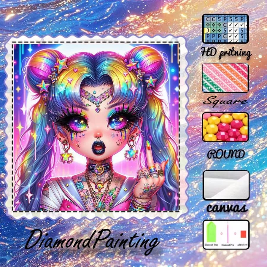 1 pezzo - 5D-DIY - Tessuto floccato - Trapano speciale - Set per pittura con diamanti - Acconciatura colorata - Mosaico - Arte con diamanti