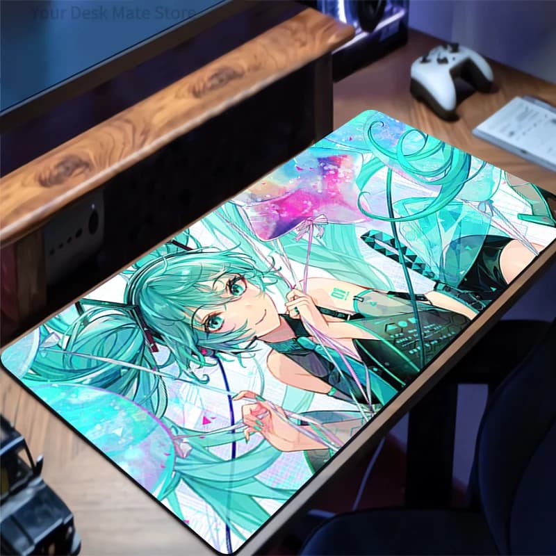 Tappetino per mouse da gioco esteso Hatsune Miku Painter Anime, tappetino da scrivania grande, tappetino da scrivania esteso antiscivolo e antisporco