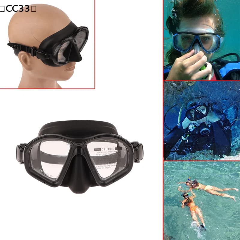 Maschera Subacquea con Lenti Ottiche, Occhiali da Immersione in Vetro Temperato, Guarnizione in Silicone, Occhiali da Sub in Vetro Temperato 〔CC33〕