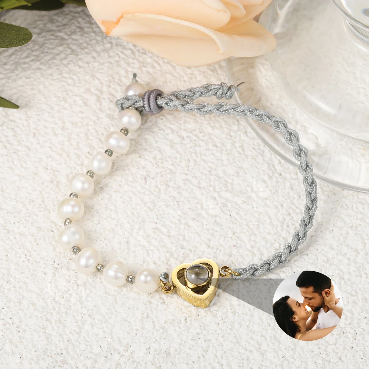 Custom Handmade Pearl Handmade Photo Projection Bracelet Customized Luxury Jewelry For Women Gift For Girlfriend