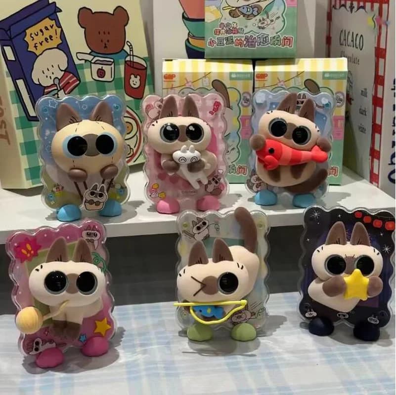 Scatola cieca originale Azukisan Un momento di guarigione Magneti per frigorifero semi-tridimensionali Modello Anime Fiugre stile gatto Kawaii