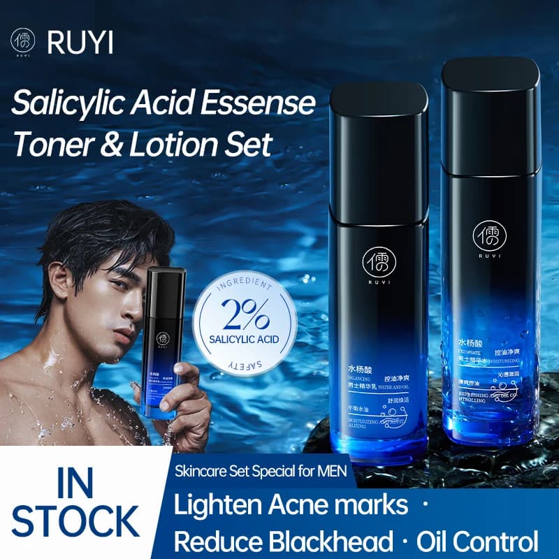 RUYI Men's Skin Care Set Oil For Salicylic Acid Control Hydrating Tonic Moisturizing Lotion restricts pores