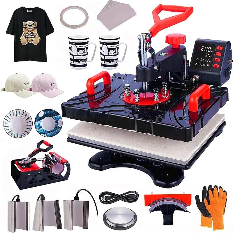 WJW 8 in 1 Sublimation Machine T-shirt Printing Machine Tshirt Heat Press Machines for t Shirt P8100-8