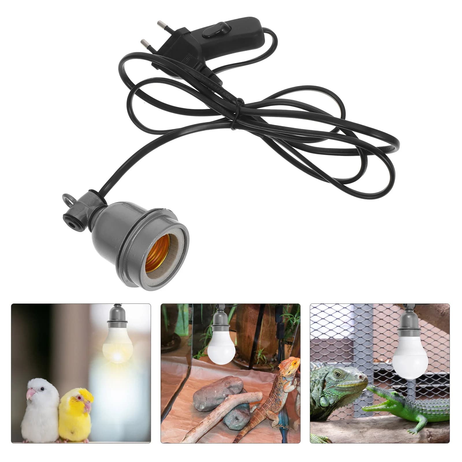 Heated lampholder Hanging socket Light bracket for ceramic reptiles Intelligent bulb plug