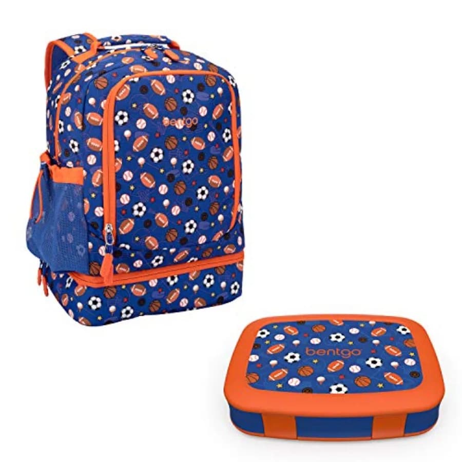 Set 2-in-1 Zaino e Borsa Termica per il Pranzo con Stampe, Contenitore per il Pranzo Sportivo