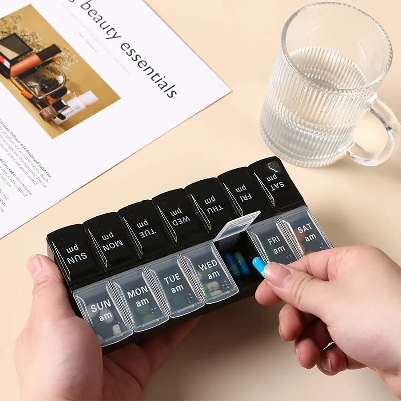Organizing pills 7 Days 14 Days 2 Time per day with Great Shopping for Vitamins, Medicines, Portable Travel Fish Oils