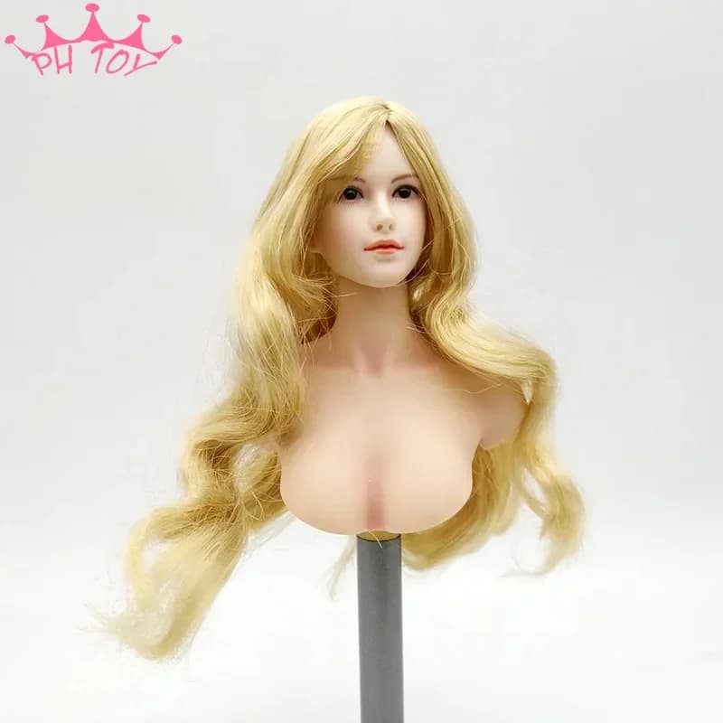 1/6 scala bionda bella ragazza testa scolpire asiatica Lolita testa di soldato femminile modello per 12 pollici Action Figure bambola di colore rosa