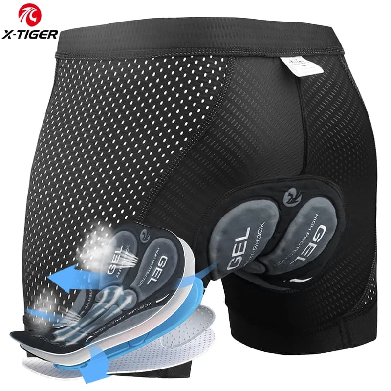 Men's Underwear Cycling Shorts X-TIGER Cycling Shorts with Breathable Gel Padded 5D Shorts with Anti-slip Leg Clip for Mountain Road Bike