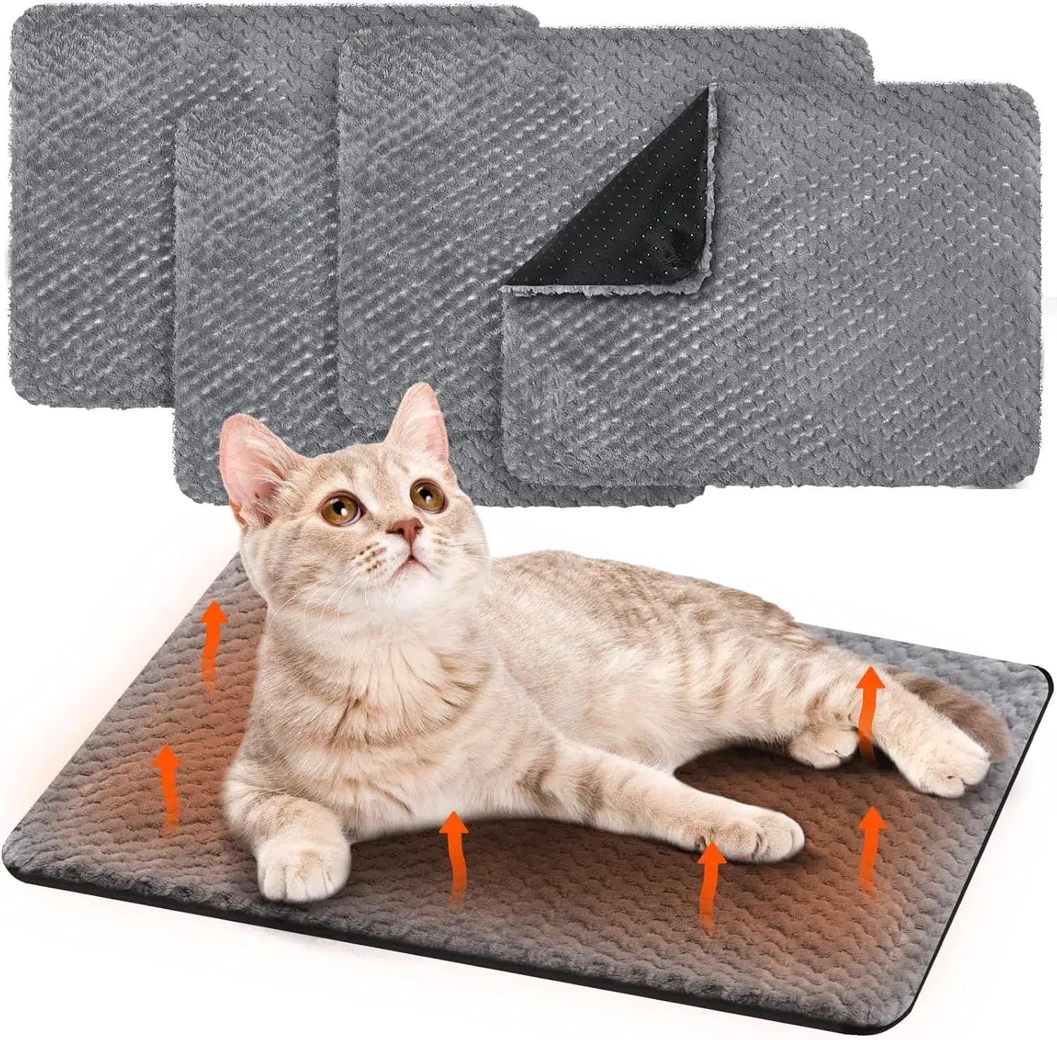 4 Pezzi Tappetino Autoriscaldante per Gatti, Cuccia Autoriscaldante per Cani, Tappetino Termico Lavabile per Animali Domestici da Interno ed Esterno 16 x 20