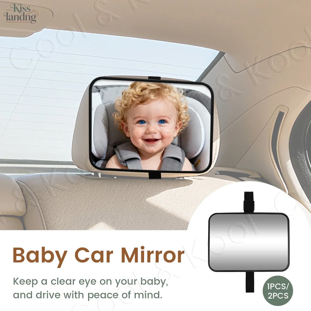 Specchietto per auto per bambini per un monitoraggio sicuro, infrangibile e regolabile con visualizzazione grandangolare del bambino di fronte posteriore