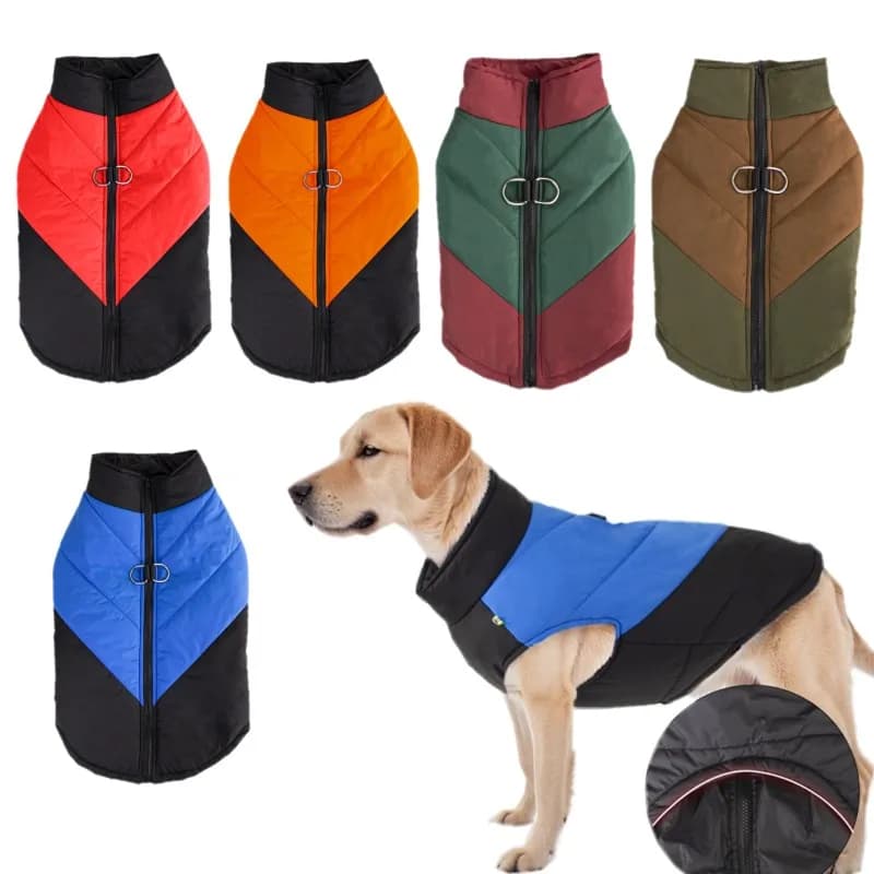 Giacca Impermeabile per Cani, Abbigliamento Invernale, Cappotto Caldo e Spesso con Anello a D, Collo Alto, Vestito per Cani di Piccola, Media e Grande Taglia