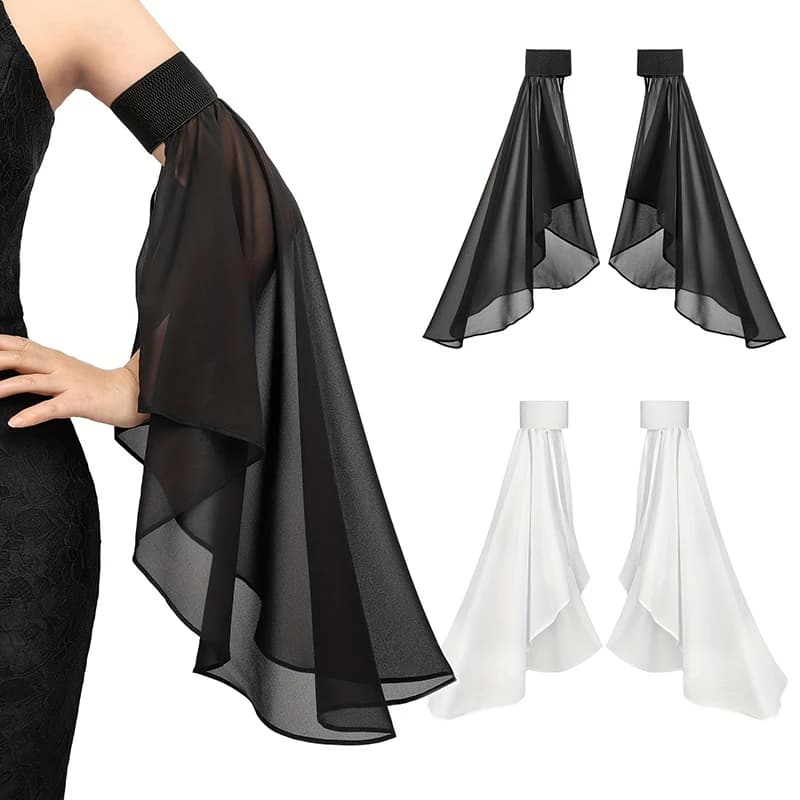 1 pair of elegant tulle bracelets with sun protection and long sleeves removable for women, for weddings, daily use, fashionable decorative accessories