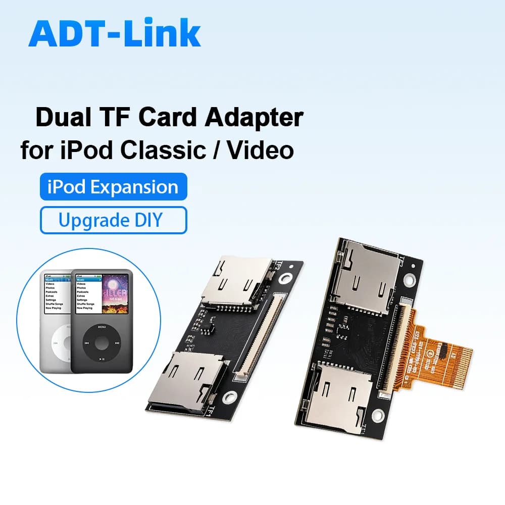 Adattatore Dual Port per Doppia Scheda TF Certificato CE per iPod Video Classic, Supporta iPod, iFlash, PC Industriale, DVR, Dash Cam, NAS Storage