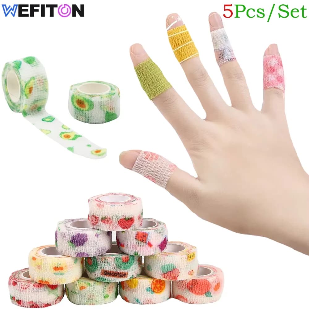 Benda autoadesiva da 5 pezzi/lotto da 2,5 cm - Benda coesiva elastica colorata per ferite sportive, distorsioni al ginocchio, al polso e alla caviglia, Sw