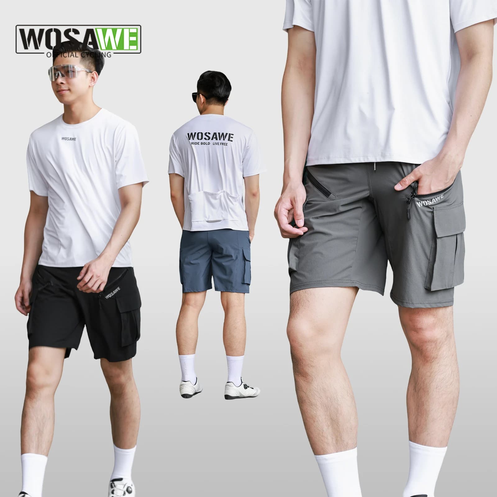 WOSAWE Summer Men's Down Shorts With Inner Sponge Padding Cycling Shorts MTB Random Cycling Shorts MTB Shorts Fast Drying