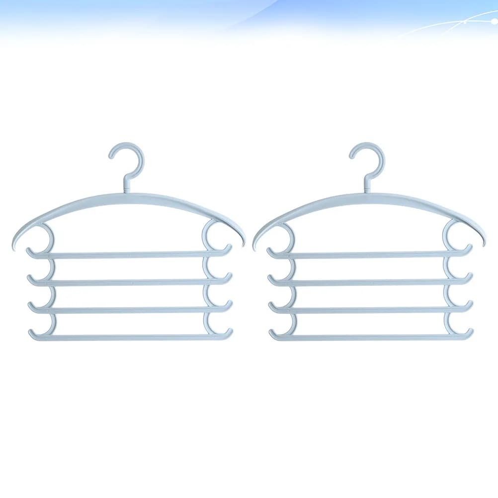 2 Pieces Blue Plastic Dresses for Pants and Scarves, Traceless Design, Swivel Hook, Edgeless Protection, Anti-Piega, for Organization and Conservation