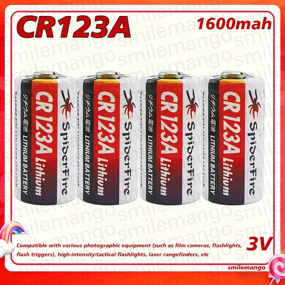 Batteria al litio CR123A 3V 1600mAh per fotocamere digitali, campanelli, torce, contatori d'acqua, rilevatori di fumo