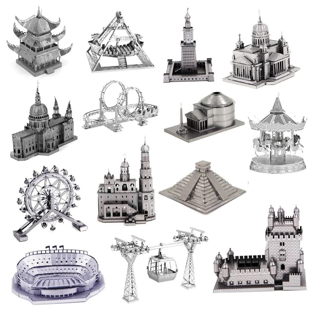 Puzzle in metallo 3D costruzione Piramide Maya Merry-Go-Round Modello di pozzo di perforazione KIT Assemblare Jigsaw Puzzle fai da te Regalo Giocattoli per bambini