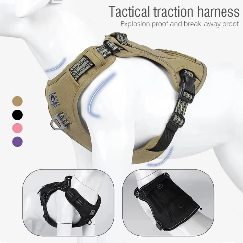 Gilet tattico per cani con sistema Molle Fascia toracica antideflagrante Strisce riflettenti Allenamento per escursioni all'aperto di razza di grandi dimensioni