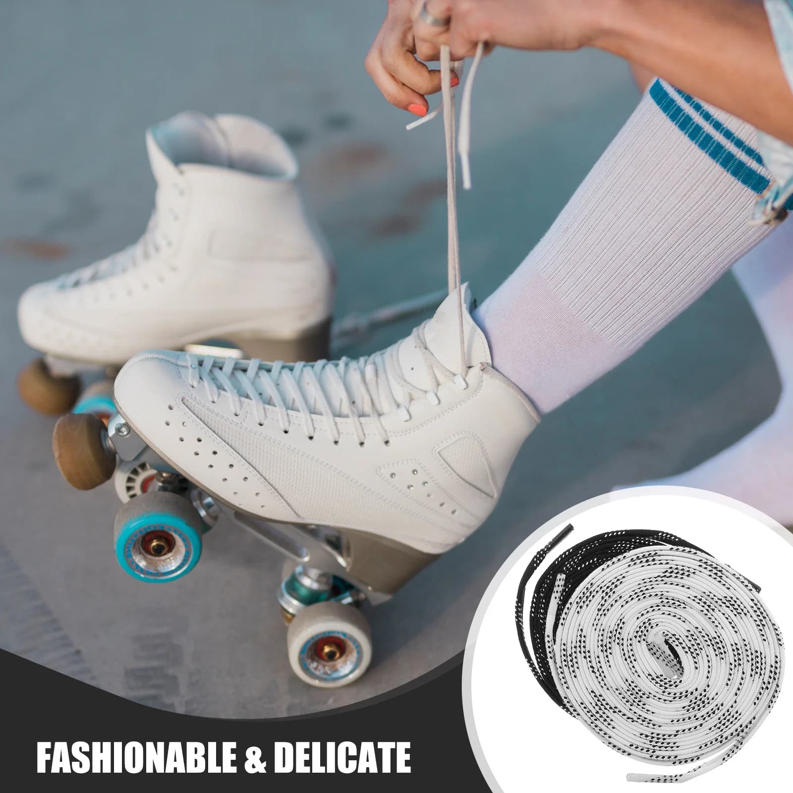 2 paia di lacci per pattini da hockey, lacci piatti lunghi, resistenza alle alte temperature, per pattini da ghiaccio, scarpe da pattinaggio a rotelle