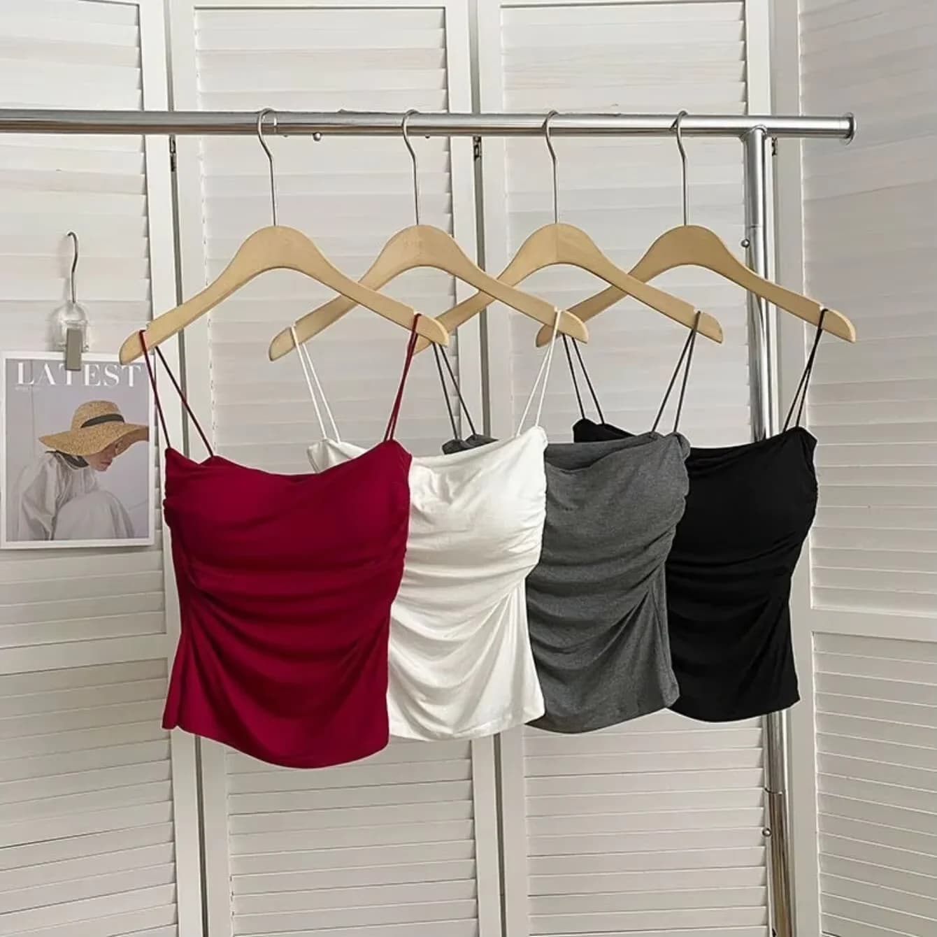 Top Senza Maniche da Donna, Canotta Aderente, Top Corto Sexy con Spalline Sottili, Canotta Bianca Semplice in Stile Coreano
