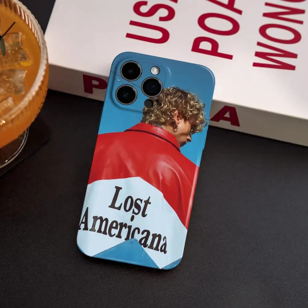 M-MGK lost americana Phone Case For iPhone 17 16 15 14 13 12 Pro Max Plus Glossy HD Fine Hole Liquid Film Soft Shell