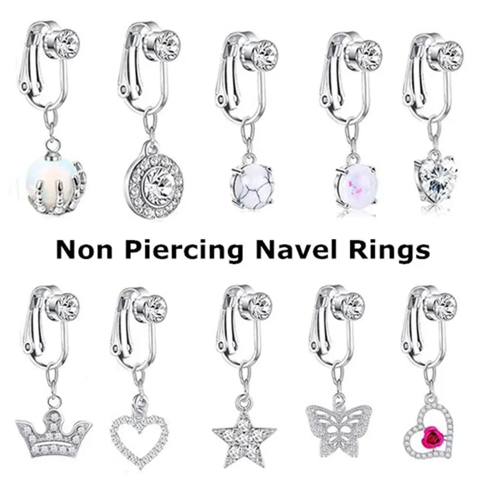 Fashion Women Belly Button Ring Non Piercing Cartilage Clip Navel Rings Fake Belly Ring Body Jewelry Faux Belly Piercing
