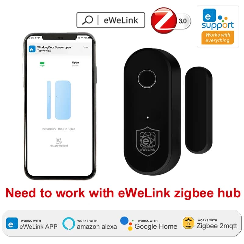EWeLink Zigbee Rilevatore di porte Finestra Aperta Chiusa Sensore di Sicurezza Allarme Anti-intrusione Funziona con Gateway Alexa Alice Zigbee 3.0