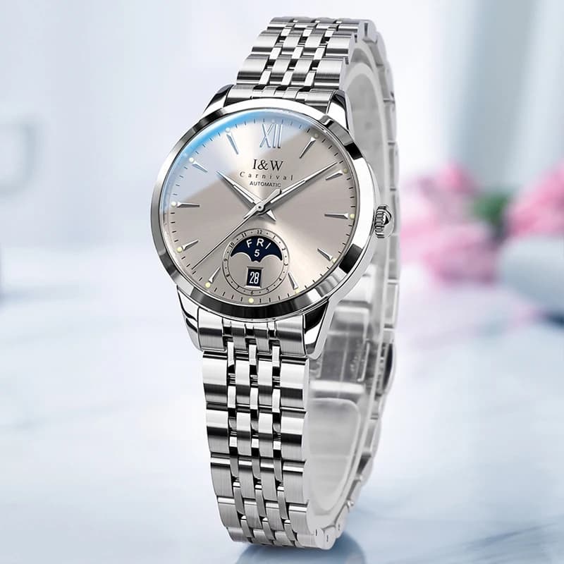 CARNIVAL Serie di fascia alta IW Marchio di lusso Movimento MIYOTA Orologio meccanico da donna Orologio da donna classico in acciaio inossidabile con zaffiro