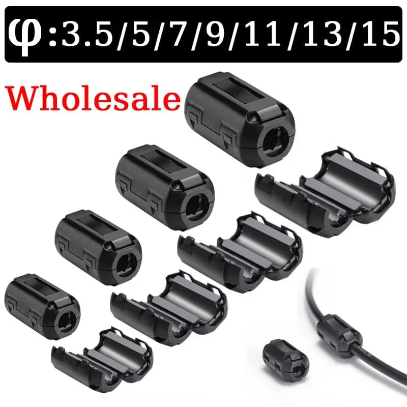 EMC Nucleo di Ferrite Cavo Anello Choke Bead RFI EMI Filtro Soppressore di Rumore per Cavo di Alimentazione Antenna USB Cavo Audio HDMI 3.5/5/7/9/13mm