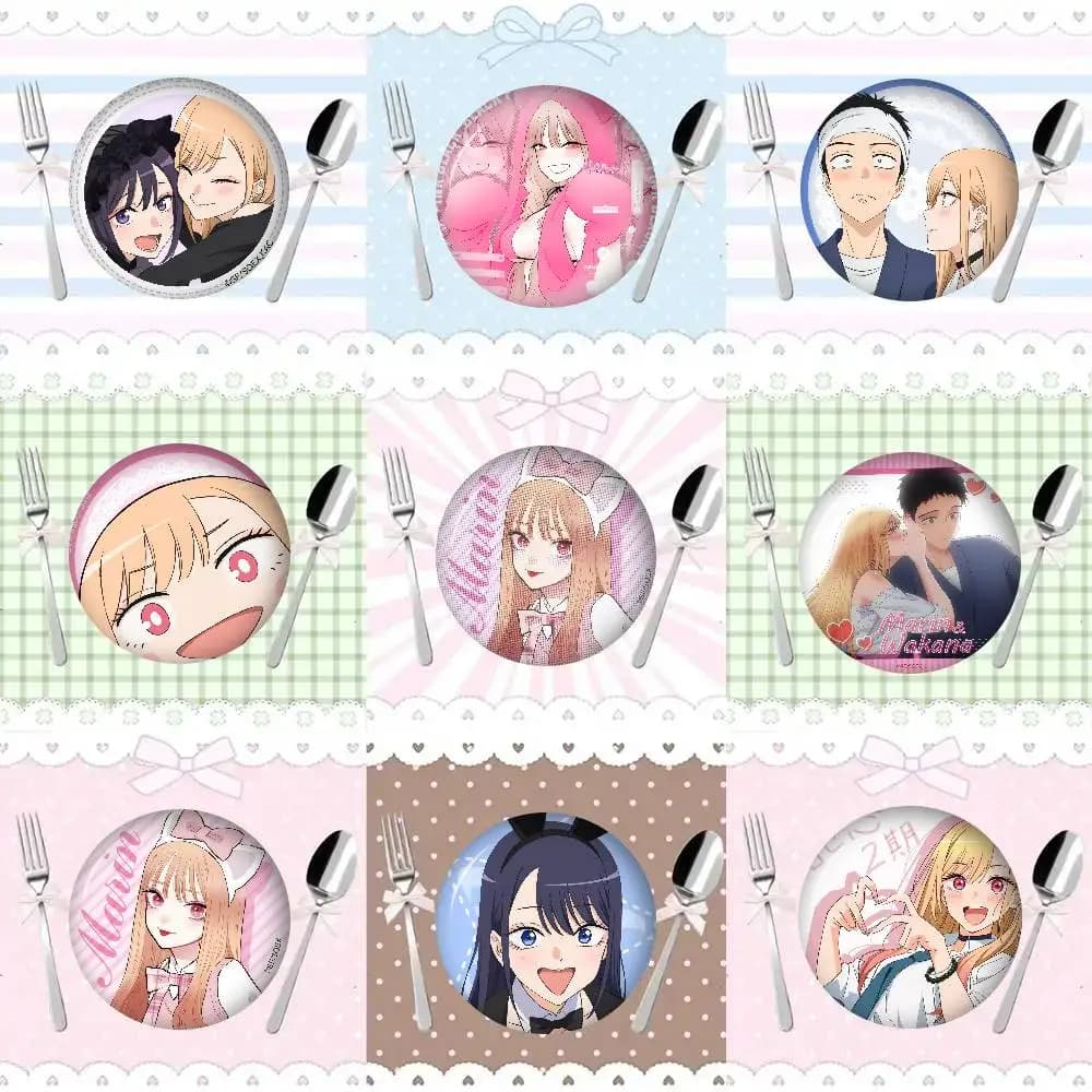 My Dress Up Darling M-Marin Anime Creative Tinplate Soft Button Pins Animal Icon Brooch Lapel Backpack Badge Accessories Pin