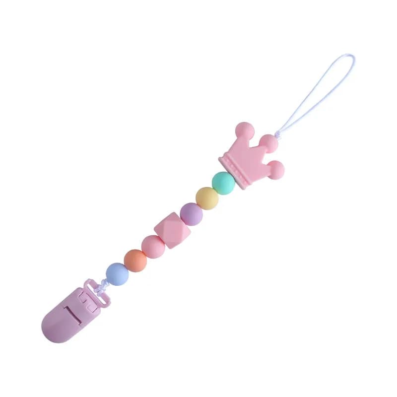 Catena anti-goccia per neonati Perline in silicone Legno di faggio Massaggiagengive per bambini Placare succhietto Porta ciuccio Clip per ciuccio Porta ciuccio
