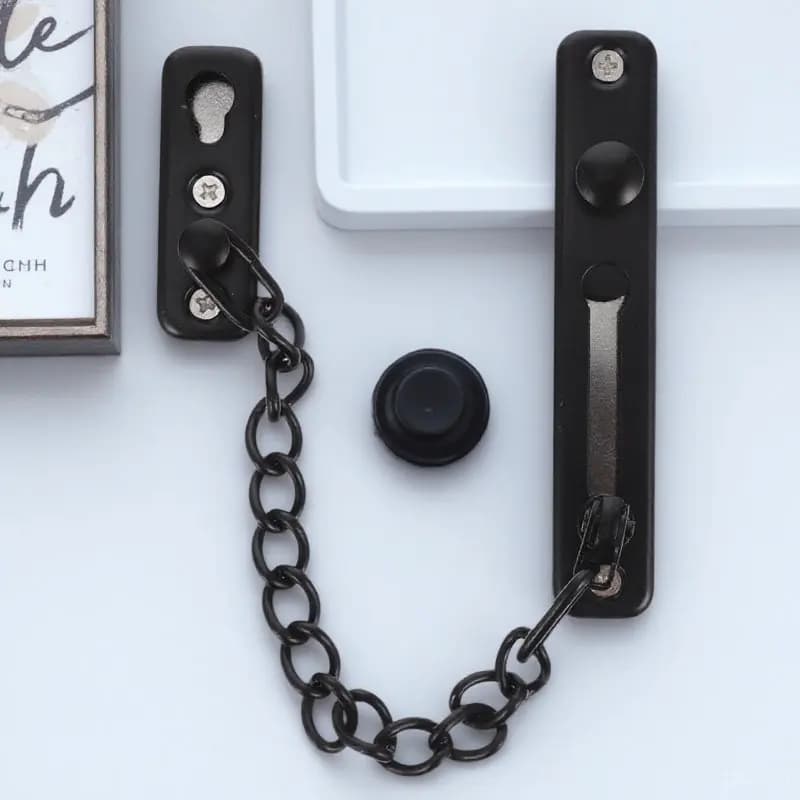 Catena di Sicurezza per Porta in Acciaio Inox, Installazione Senza Foratura, Chiusura di Sicurezza Resistente per Protezione Porte Interne ed Esterne