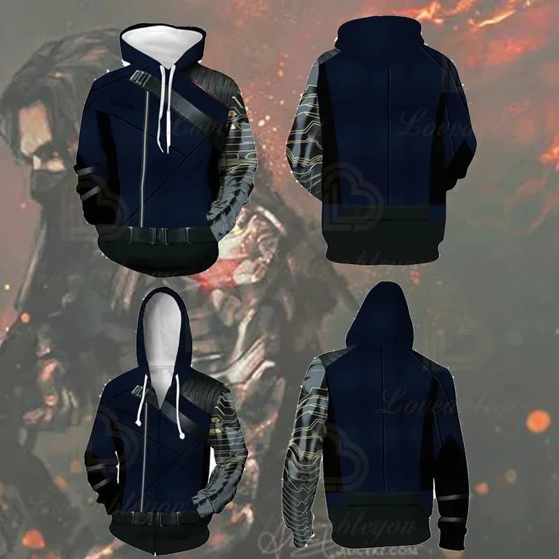 2025 Nuovo Halloween 2022 Nuovo Design Inverno Soldato Felpe con cappuccio Felpe da uomo Felpa con cappuccio Giacca con cappuccio Abbigliamento Supereroe Film Cosplay