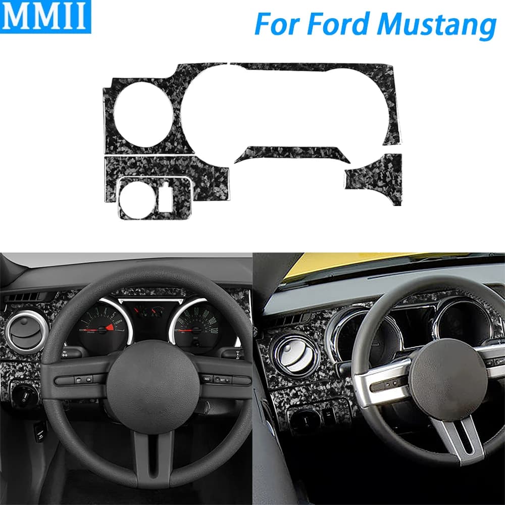 Per Ford Mustang 2005-2009 forgiato in fibra di carbonio cruscotto tachimetro pannello Surround Trim Set accessori interni auto adesivo