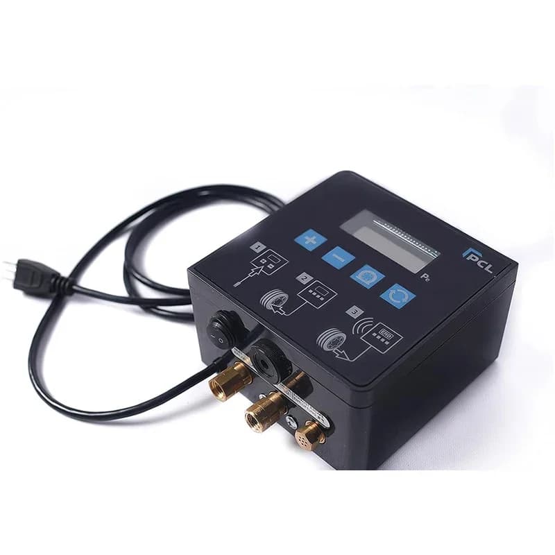 Manutenzione dell'auto con gonfiatore digitale automatico per pneumatici a parete