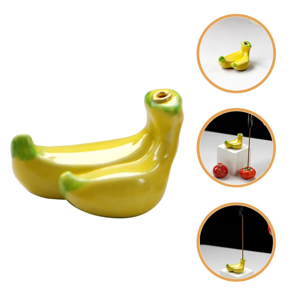 Portaincenso in Ceramica a Forma di Banana, Bruciatore per Bastoncini di Incenso, per Relax, Meditazione, Decorazione Casa, Decorazione Tavolo, Raccoglitore di Ceneri