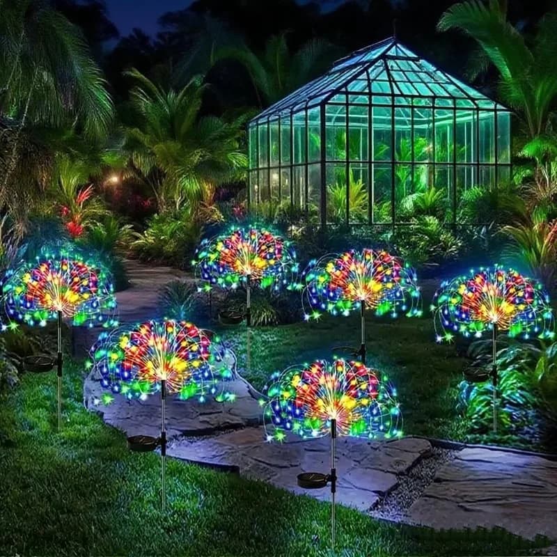 Luci solari da giardino Luci per fuochi d'artificio a 460 LED Luce fata adatta per feste in cortile Luci decorative da giardino per esterni Natale