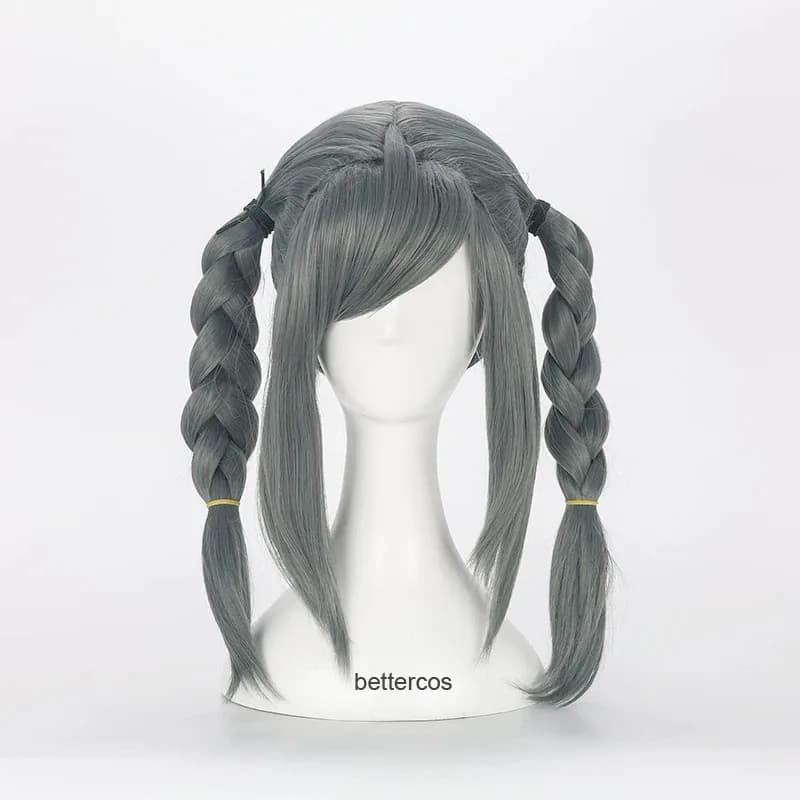 Danganronpa Dangan-ronpa Peko Pekoyama Cosplay Doppio intrecciato Grigio scuro Capelli sintetici resistenti al calore + Glassesx;3,v'6.f;9,