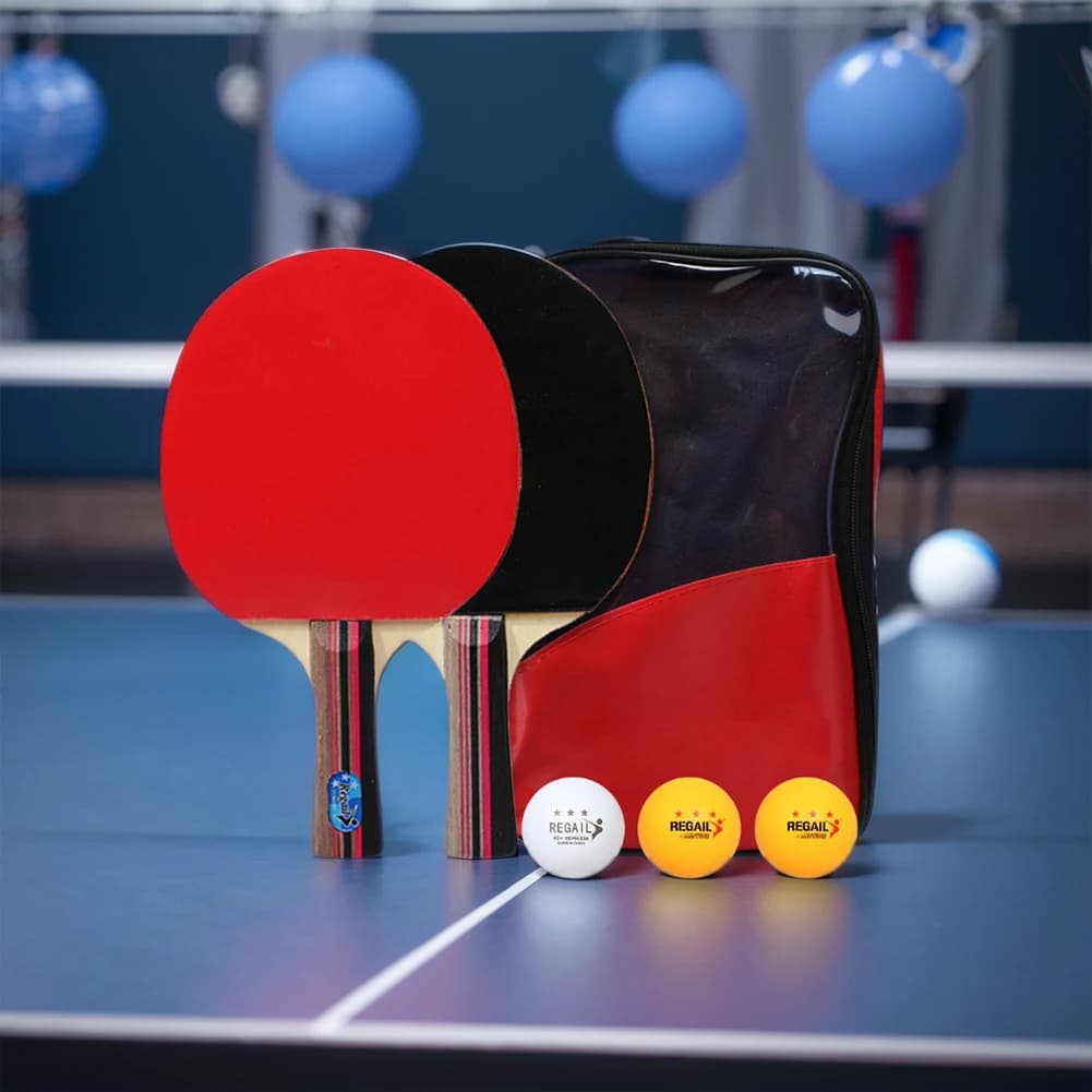 Ping Pong Rack Set with Storage Bag, Table Tennis Anti-slip Rackets, Set of 2 Tournaments