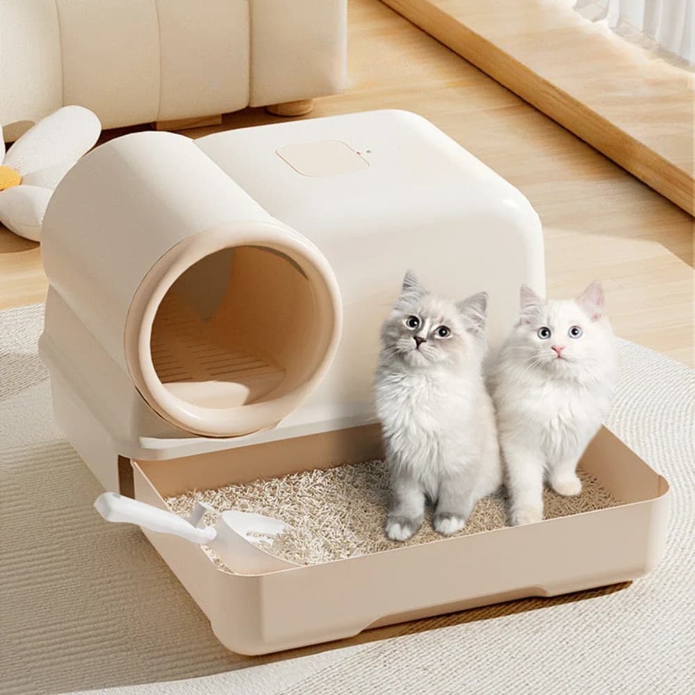 Torta al latte in plastica completamente chiusa, cassetto del corridoio di grandi dimensioni, lettiera per gatti, toilette anti sabbia e antiodore per bacca di sabbia per gatti