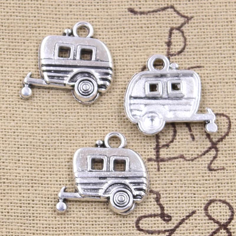 15pcs Pendenti E Ciondoli Viaggi Turismo Trainato RV 18x19mm Argento Antico di Colore Pendenti Con Gemme E Perle FAI DA TE Collana di Artigianato Che Fanno I Risultati gioielli tibetano