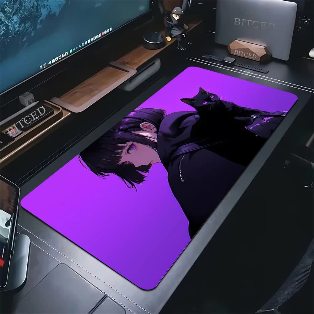 Tappetino per mouse Accessori da gioco per laptop Tappetino da scrivania antiscivolo Anime Tappetino per mouse sexy Tappetini per tastiera per PC Tappetino per mouse per ragazza viola con bordo di bloccaggio